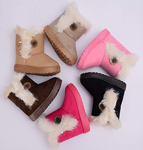 Vorgelen Botas de Nieve para Niños Invierno Felpa Botines Calentar Botas de Nieve Bebés Antideslizantes Zapatos Botas (Beige - 34 EU = Etiqueta 35)