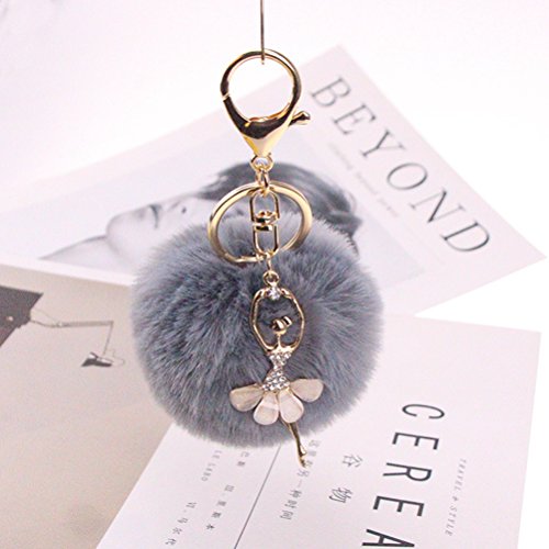 VOSAREA Llavero con Pom Gris y Bailarina para Regalo de Mujeres y Niñas