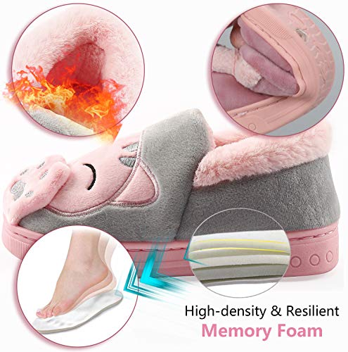 Vunavueya Mujer Zapatillas de Estar por Casa Hombre Zapatos Pantuflas Casa Invierno Interior Caliente Peluche Forradas Slippers Gris(Cat) 35/36 EU/36-37CN