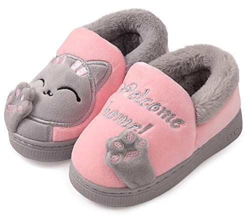 Vunavueya Mujer Zapatillas de Estar por Casa Hombre Zapatos Pantuflas Casa Invierno Interior Caliente Peluche Forradas Slippers Rosa(Cat) 35/36 EU/36-37CN
