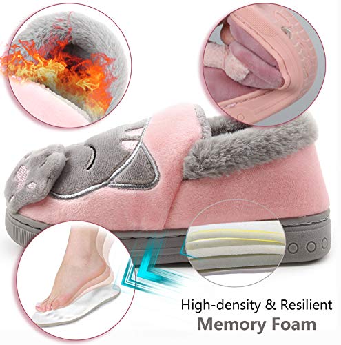 Vunavueya Mujer Zapatillas de Estar por Casa Hombre Zapatos Pantuflas Casa Invierno Interior Caliente Peluche Forradas Slippers Rosa(Cat) 35/36 EU/36-37CN