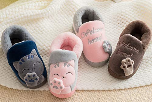 Vunavueya Mujer Zapatillas de Estar por Casa Hombre Zapatos Pantuflas Casa Invierno Interior Caliente Peluche Forradas Slippers Rosa(Cat) 35/36 EU/36-37CN