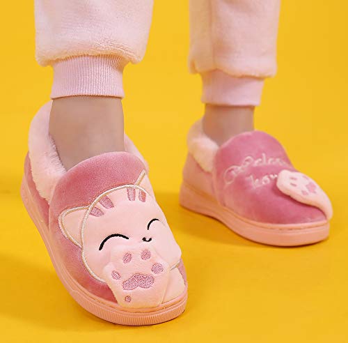 Vunavueya Mujer Zapatillas de Estar por Casa Hombre Zapatos Pantuflas Casa Invierno Interior Caliente Peluche Forradas Slippers Rosa(Pink) 37/38 EU/38-39CN