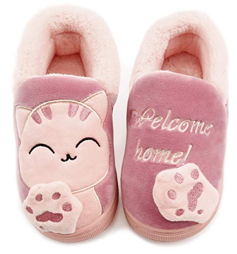 Vunavueya Mujer Zapatillas de Estar por Casa Hombre Zapatos Pantuflas Casa Invierno Interior Caliente Peluche Forradas Slippers Rosa(Pink) 37/38 EU/38-39CN