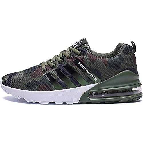 Wealsex Zapatos para Correr En Montaña Asfalto Aire Libre Deportes Zapatillas De Running para Hombre (42 EU, Camuflaje Verde)