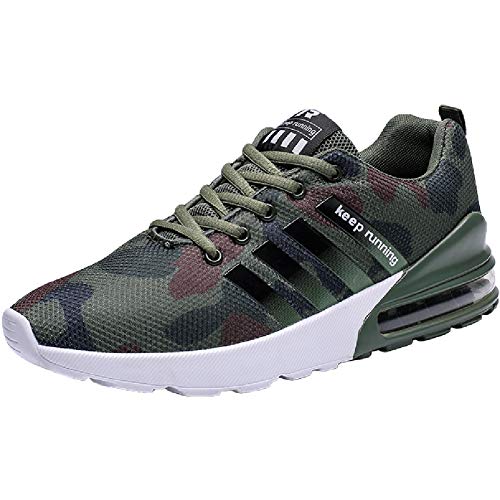 Wealsex Zapatos para Correr En Montaña Asfalto Aire Libre Deportes Zapatillas De Running para Hombre (42 EU, Camuflaje Verde)