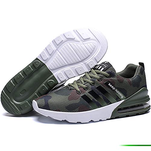 Wealsex Zapatos para Correr En Montaña Asfalto Aire Libre Deportes Zapatillas De Running para Hombre (42 EU, Camuflaje Verde)