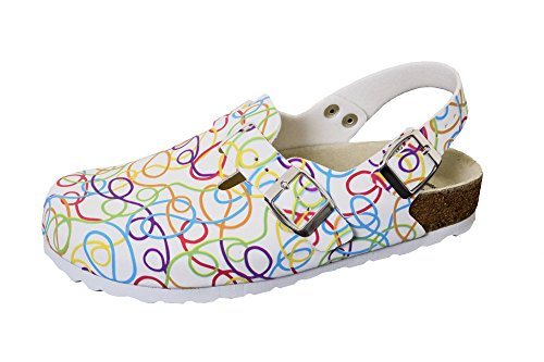 Weeger 41610, Zuecos de Trabajo Mujer, Blanco (Weissgraffiti Weiss Graffiti), 36 EU