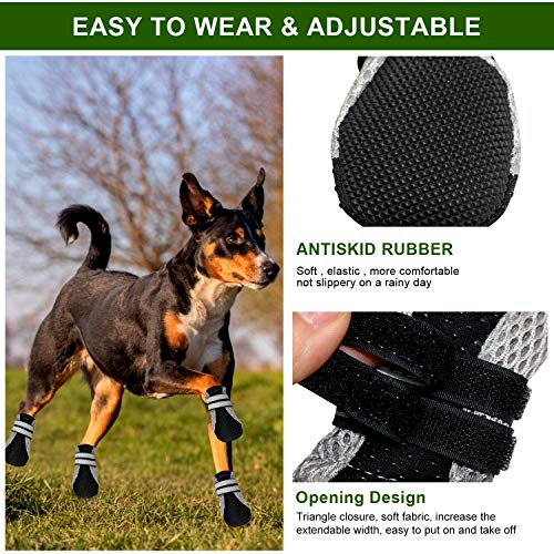 WELLXUNK® Botas para Perros, Respirable Zapatos Antideslizantes para Perros, Mascota Perro Botas para Perros Medianos y Pequeños (4pcs)