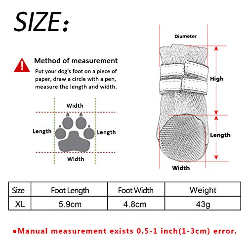 WELLXUNK® Botas para Perros, Respirable Zapatos Antideslizantes para Perros, Mascota Perro Botas para Perros Medianos y Pequeños (4pcs)