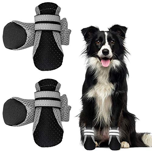 WELLXUNK® Botas para Perros, Respirable Zapatos Antideslizantes para Perros, Mascota Perro Botas para Perros Medianos y Pequeños (4pcs)