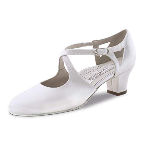 Werner Kern Gala 4.5 - Zapatos de baile para mujer, color blanco satinado, 4,5 cm, suela de piel áspera, fabricados en Italia, color Blanco, talla 36 2/3 EU