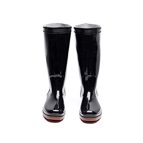 WH-IOE Unisex Adultas Botas de Lluvia Hombres Mujeres Anti Slip Largo Botas de Lluvia de Las señoras resbalón en los Zapatos a Prueba de Agua de Lluvia Botines Negro Botas de Agua Botas de Lluvia