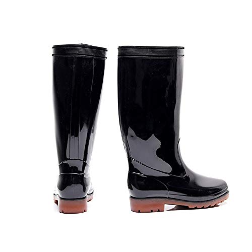 WH-IOE Unisex Adultas Botas de Lluvia Hombres Mujeres Anti Slip Largo Botas de Lluvia de Las señoras resbalón en los Zapatos a Prueba de Agua de Lluvia Botines Negro Botas de Agua Botas de Lluvia