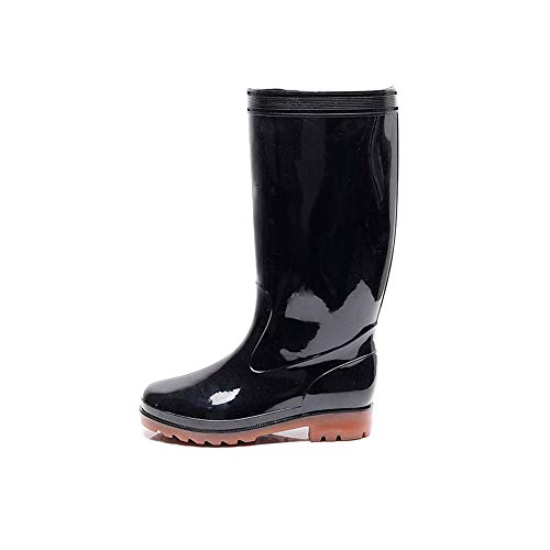 WH-IOE Unisex Adultas Botas de Lluvia Hombres Mujeres Anti Slip Largo Botas de Lluvia de Las señoras resbalón en los Zapatos a Prueba de Agua de Lluvia Botines Negro Botas de Agua Botas de Lluvia