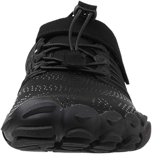WHITIN Zapatilla Minimalista de Barefoot Trail Running para Hombre Mujer Five Fingers Fivefingers Zapato Descalzo Correr Deportivas Fitness Gimnasio Calzado Asfalto Negro 46