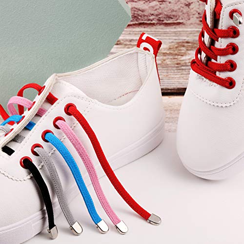 WILLBOND 10 Pares de Cordones de Zapatos Elásticos sin Lazo de Silicona con 40 Clips de Metal Estiramiento Cómodo para Adultos Niños, 10 Colores, 40 Pulgadas de Largo