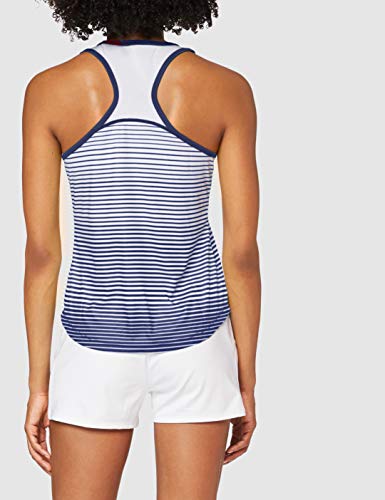 Wilson, W Team Striped Tank, Camiseta de tenis de tirantes para mujer, Poliéster, Azul/Blanco, Talla: L, WRA766103