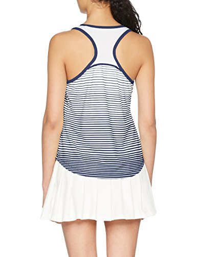 Wilson, W Team Striped Tank, Camiseta de tenis de tirantes para mujer, Poliéster, Azul/Blanco, Talla: L, WRA766103