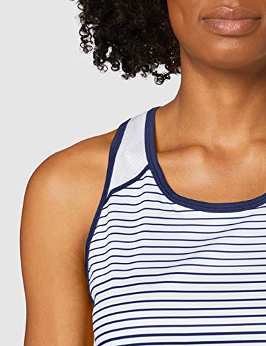 Wilson, W Team Striped Tank, Camiseta de tenis de tirantes para mujer, Poliéster, Azul/Blanco, Talla: L, WRA766103