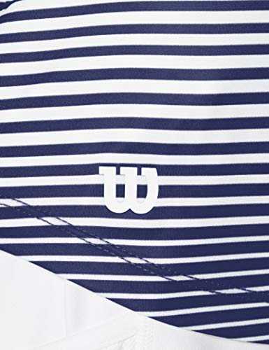 Wilson, W Team Striped Tank, Camiseta de tenis de tirantes para mujer, Poliéster, Azul/Blanco, Talla: L, WRA766103