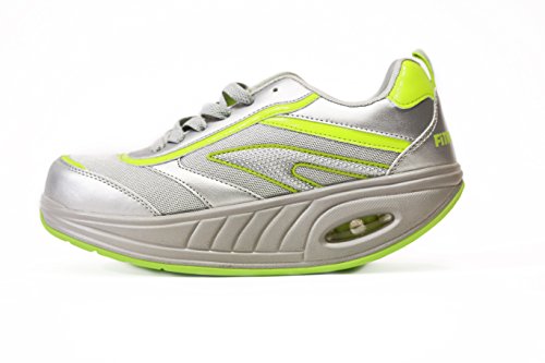 Win Direct 050002381201086, Running Shoe Mujer, Gris/Amarillo, 36 EU