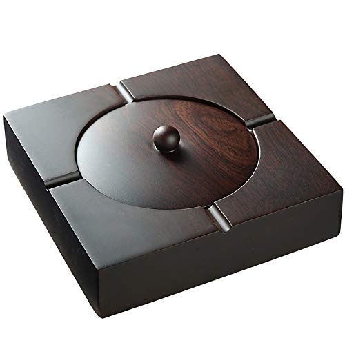 WJY Madera Maciza de ébano Cenicero, Personalidad Creativo Chino Cenicero con Tapa A Prueba de Viento Cenicero Home Decor Cenicero Retro Personalidad Creativa