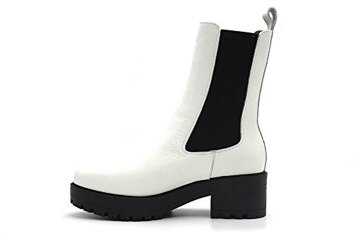 Wonders - Botas de Piel, con tacón Ancho de Goma y Plataforma, Suela de Goma, para: Mujer Color: Polar Talla:41