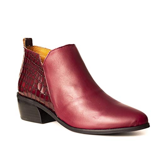 WONDERS Botin Tejano Coco Trasera Mujer Burdeos 36