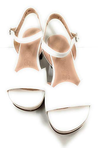 Wonders F 5863 - Sandalias de tacón de 6 cm, banda y cordón en el tobillo, color blanco Blanco Size: 39 EU