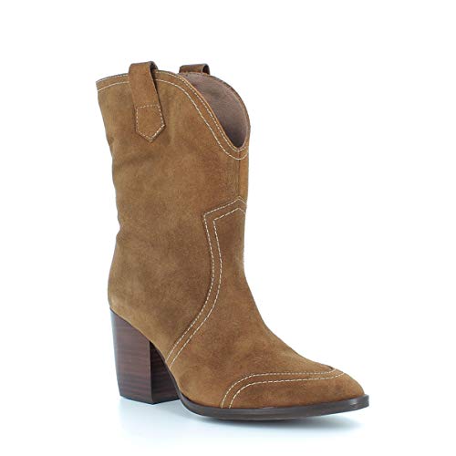 WONDERS M-4106 Botines con Tacon, Estilo Cowboy, para Mujer, Color Cuero. - Cuero Talla: 40