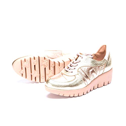 WONDERS - Zapatillas Casual - Cuero para: Mujer Color: Wash/Nylon M/Wash Platino Talla: 41