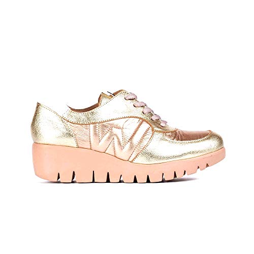 WONDERS - Zapatillas Casual - Cuero para: Mujer Color: Wash/Nylon M/Wash Platino Talla: 41