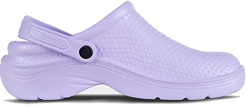 Work Team Zueco Sanitario EVA, Ultraligero, con Plantilla Ergonómica. Anatómico, con Cámara ortopédica, Suave para los pies. Unisex Lila 39