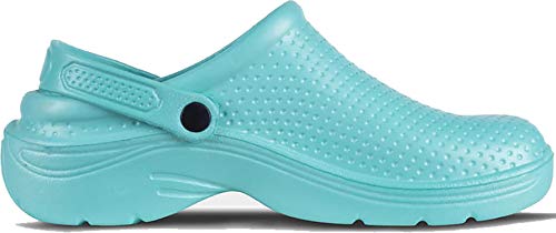 Work Team Zueco Sanitario EVA, Ultraligero, con Plantilla Ergonómica. Anatómico, con Cámara ortopédica, Suave para los pies. Unisex Turquesa 39