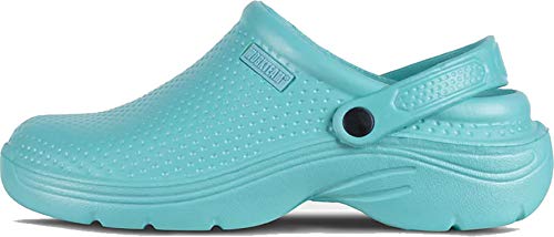 Work Team Zueco Sanitario EVA, Ultraligero, con Plantilla Ergonómica. Anatómico, con Cámara ortopédica, Suave para los pies. Unisex Turquesa 39