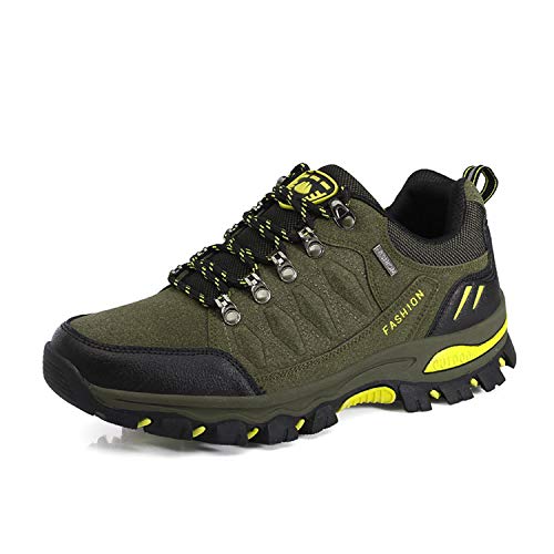 Wowei - Botas de senderismo, impermeables, para exteriores, deportivas, antideslizantes, cómodas, ligeras, de montaña, para trekking, para hombre y mujer, color Verde, talla 39 EU