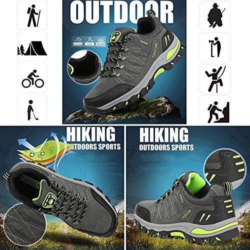 Wowei - Botas de senderismo, impermeables, para exteriores, deportivas, antideslizantes, cómodas, ligeras, de montaña, para trekking, para hombre y mujer, color Verde, talla 39 EU