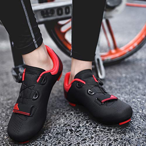WWSUNNY Zapatillas de Ciclismo para Carretera, con Suela de Carbono y Sistema rotativo de precisión,Calzado de Ciclismo y Senderismo con AmortiguacióN Antideslizante