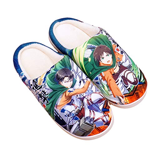 WWZY Invierno Attack on Titan Felpa Anime Zapatillas De Casa Eren Jaeger Hombre Mujer Supersuave Cómoda Pantufla Antideslizantes Zapatos Interior Y Exteriores Slippers,UK 9~10/EU 42~43(290)