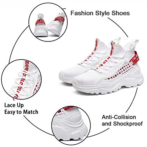 XIDISO Hombre Zapatillas Moda High-Top Sneaker Casuales con Cordones Correr Zapatos Caminar al Aire Libre Entrenadores