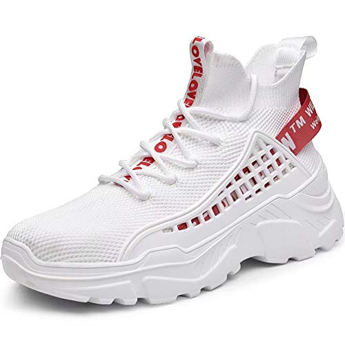 XIDISO Hombre Zapatillas Moda High-Top Sneaker Casuales con Cordones Correr Zapatos Caminar al Aire Libre Entrenadores