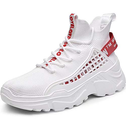 XIDISO Hombre Zapatillas Moda High-Top Sneaker Casuales con Cordones Correr Zapatos Caminar al Aire Libre Entrenadores