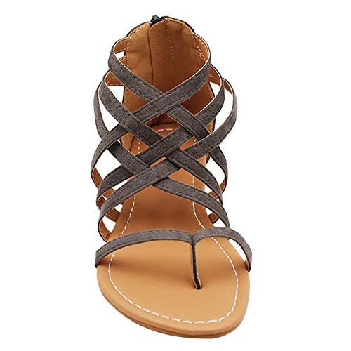 Xiedeai Verano Zapatos Mujer Sandalias Chanclas - Moda Bohemia Romanas Punta Plana Estilo Informal Cómodo Elegante Gladiador Playa Calzado (Los Zapatos Son Más Pequeños)