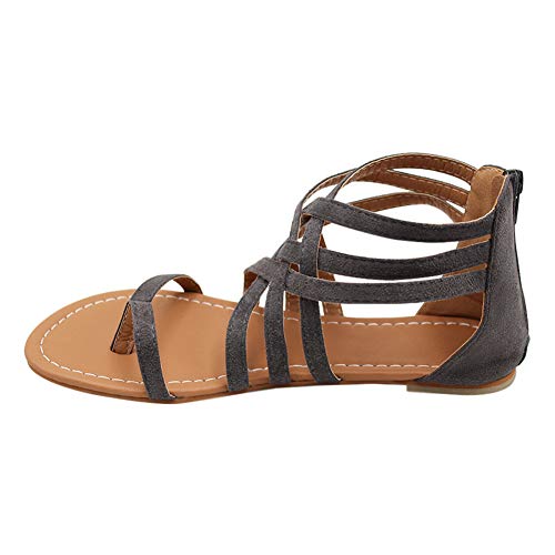 Xiedeai Verano Zapatos Mujer Sandalias Chanclas - Moda Bohemia Romanas Punta Plana Estilo Informal Cómodo Elegante Gladiador Playa Calzado (Los Zapatos Son Más Pequeños)