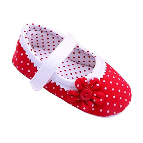Xinantime Zapatos de bebé, Zapatos de Las Muchachas del Verano Flor Cuero de la PU (S, Rojo)