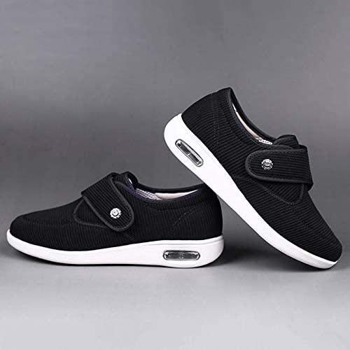 XRDSHY Zapatos para Diabéticos Zapatos Extra Anchos para Hombres Artritis Edema Ancianos Zapatos para Caminar Al Aire Libre En Interiores Cierre Ajustable,Black-EU40/250mm