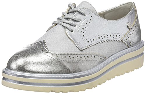 XTI 47799, Zapatos de Cordones Oxford para Mujer, Plateado (Platinium), 39 EU