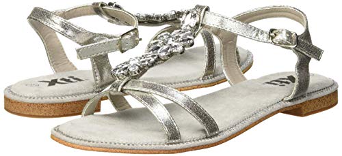 XTI 48995, Sandalias con Punta Abierta para Mujer, Plateado (Plata Plata), 38 EU