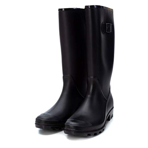 XTI - Bota Alta de Agua para Mujer - Cierre con Cremallera - Negro - 41 EU
